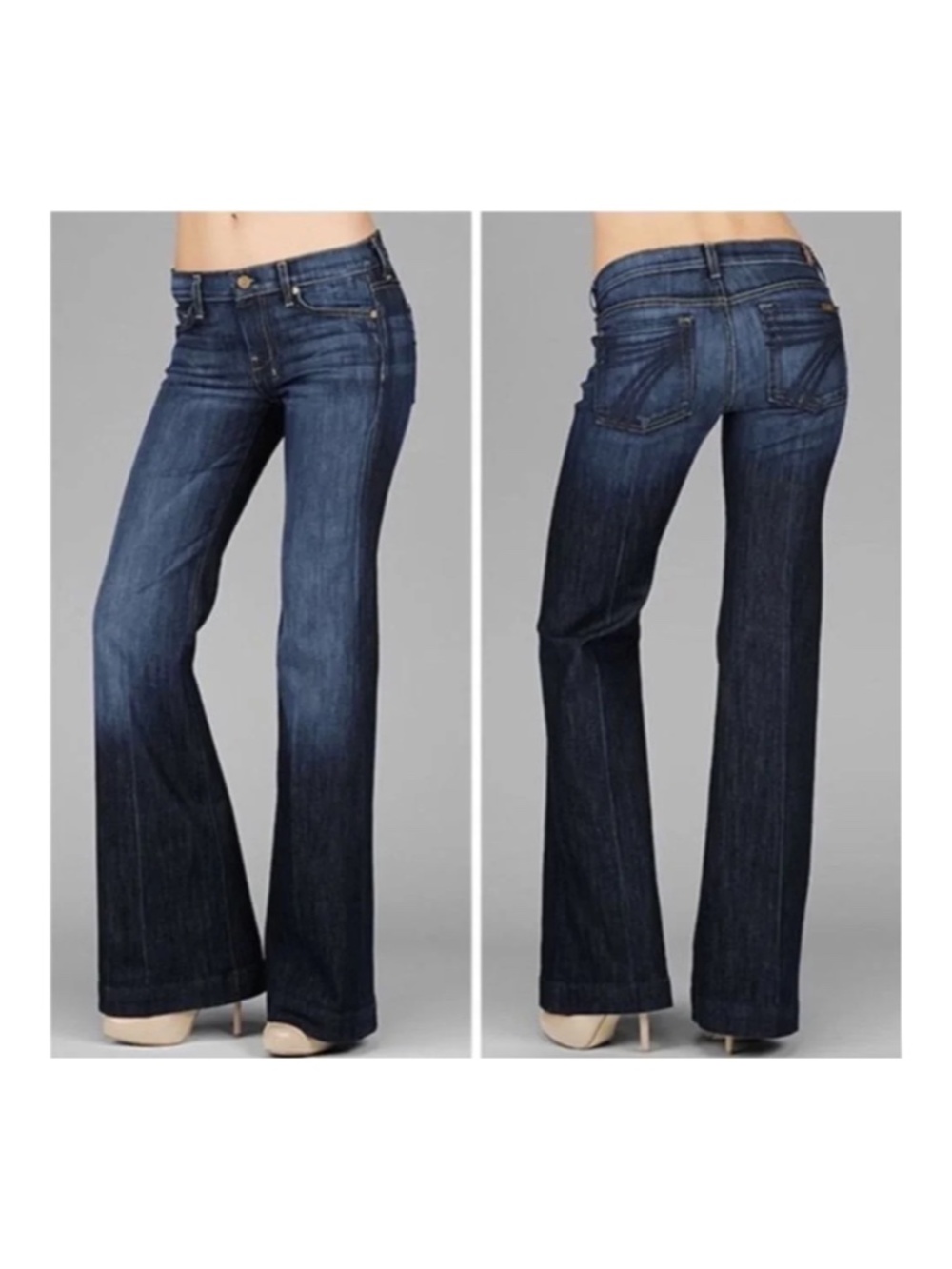 7 For All Mankind Dojo Flare Trouser Jeans Dark Blue Women’s Size 29